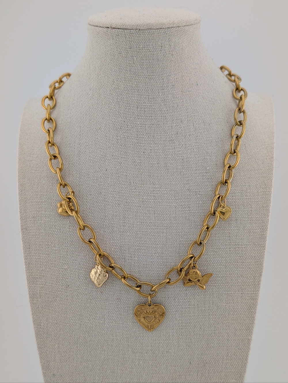 Gold Charm Necklace - Unique Handmade Artisan Jewelry - J019